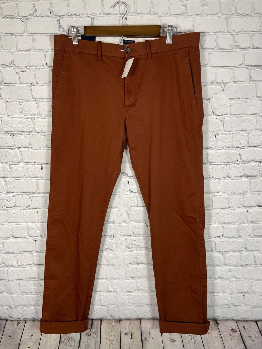 NWT J.Crew Slim Flex Chino Pants Rust Orange 32x34